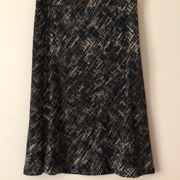 Women’s Merona size large spandex midi skirt tan black abstract graphic print - Picture 1 of 4